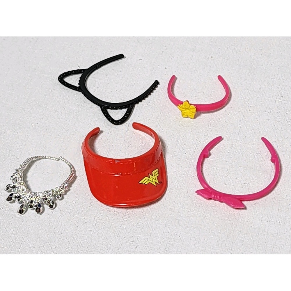 Barbie Doll or Clone Headbands Sunvisor and Necklace Lot of 5 Toys Accessories
